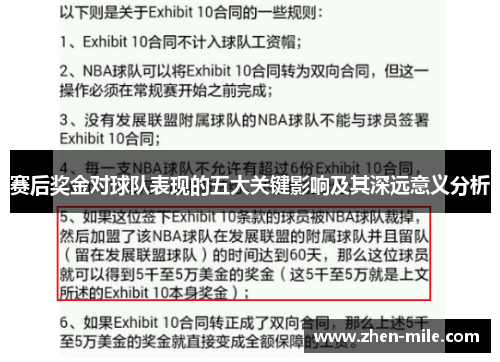 赛后奖金对球队表现的五大关键影响及其深远意义分析